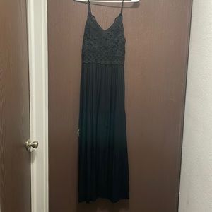 Black maxi dress with detailed lace top